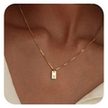 18K gold plated stainless steel box chain necklace with square letter Y pendant - Square Letter Y / 45cm (40+5cm)