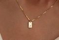 18K gold plated rectangle pendant necklace with letter Z on a classic box chain - Square Letter Z / 45cm (40+5cm)