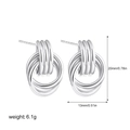 Silver interlocking triple hoop earrings in polished 18K gold style, 20mm height - 3D Double Ring Style / S / Silver