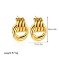 Chunky 18K gold-plated double-layered intertwined hoop earrings with 25mm height - 3D Double Ring Style / L / Gold