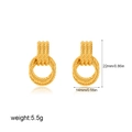Detailed view of 18K gold plated twisted hoop earrings with size 22mm and weight 5.5g labels - Twisted Circle Style / Fine Style / Gold