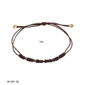 Handmade brown leather cord bracelet with golden beads and spiral braided knots - Brown Leather Cord