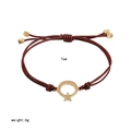Minimalist dark red leather cord bracelet with golden moon and star charms - Gold Star and Moon