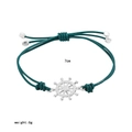 Navy style dark green cord bracelet featuring a detailed silver rudder anchor pendant - Dark Green Rudder