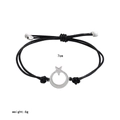 Adjustable black cord bracelet featuring silver celestial star and moon charm - Silver Star and Moon
