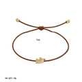 Minimalist brown leather cord bracelet with golden animal pendant and adjustable knots - Gold Unicorn
