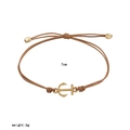 Adjustable brown leather rope bracelet with gold anchor charm weighing 6g and 7cm wide - Anchor Brown