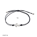 Adjustable black leather cord bracelet with silver anchor charm and 6g weight - Silver Anchor