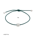 Minimalist green braided cord bracelet with silver owl charm and adjustable closure - Dark Green Owl