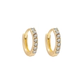 Minimalist gold-plated hoop earrings featuring micro-paved cubic zirconia accents - Row Rhinestone Hoop Style (A14-2-2-1) / Gold