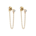 Golden micro-pave zircon ear stud with chain connector minimalist five-piece set jewelry - Chain Stud Style (A14-2-1-9) / Gold