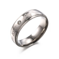 Stainless steel Her King couple ring with crown engraving and white zircon stone - Her King Male Silver Size 6