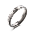 Polished stainless steel His Queen crown couple ring with sparkling zircon stone - His Queen Female Silver Size 5