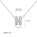 Silver stainless steel bubble letter H necklace with dimensions and weight specs - Letter H / Silver