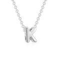 Polished silver stainless steel necklace with bubble letter K pendant for women - Letter K / Silver