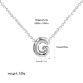 Silver stainless steel bubble letter G pendant necklace with 50cm curb chain - Letter G / Silver
