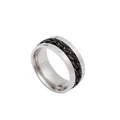 Minimalist stainless steel spinner ring with black cuban chain inlay for men and women - US 12 / Black
