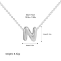 Polished silver bubble initial N necklace pendant with stainless steel chain 50+5cm - Letter N / Silver