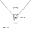 Silver tone letter P bubble necklace pendant in stainless steel with 50cm chain - Letter P / Silver