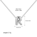 3D silver bubble letter R pendant necklace in polished stainless steel for women - Letter R / Silver