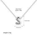 Silver letter S bubble pendant necklace in polished stainless steel with size specs - Letter S / Silver