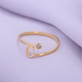 Minimalist gold-plated letter C ring with sparkling crystal on a purple knit surface - US 6 / Gold-C