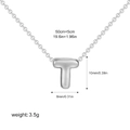 Polished stainless steel letter T bubble pendant necklace with thin O-chain - Letter T / Silver