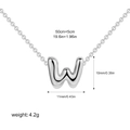 Polished silver bubble letter W pendant necklace with 50cm adjustable chain - Letter W / Silver