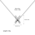 Silver stainless steel bubble letter X pendant necklace on O-chain with dimensions - Letter X / Silver