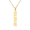 Close-up of golden stainless steel Taurus pendant with a minimalist hollow vertical design - Gold Taurus