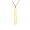 Detailed view of gold 18K plated stainless steel pendant with CANCER zodiac lettering - Gold Cancer