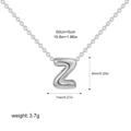 Silver stainless steel puffy letter Z pendant necklace with 55cm chain dimensions - Silver Letter Z / Pendant With Stainless Steel Chain