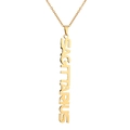 Detailed close-up of vertical 18K gold Sagittarius zodiac pendant on stainless steel chain - Gold Sagittarius
