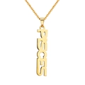 Close-up of gold stainless steel necklace with vertical hollow PISCES pendant detail - Gold Pisces