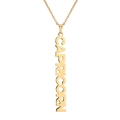 Detailed close-up of 18K gold-plated stainless steel Capricorn vertical letter necklace - Gold Capricorn