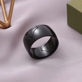 Polished 11mm black stainless steel wide band ring for men in minimalist punk style - US 7 / Black