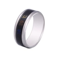 Silver stainless steel thermochromic ring with black display showing degree celsius - US 6 / Temperature Sensitive Steel