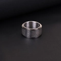 Rotating stainless steel Buddhist ring with engraved mantras on black leather background - US 7 / Great Compassion Mantra - Steel Color