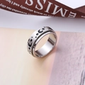 Spinner stainless steel ring featuring celestial star and moon patterns in silver finish - US 5 / 8mm Width