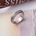 Stainless steel spinner ring featuring moon phase engravings and stress relief function - US 5 / Moon Phase Style