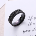 Black stainless steel rotating chain ring for men featuring double row crystal inlay - US 7 / Black Zirconia Black