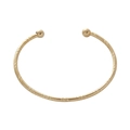 Minimalist gold spiral pattern stainless steel C-shaped cuff bracelet with end beads - Gold