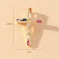 Λήψη macro χρυσού σταυρού 2,8cm x 2cm με πολύχρωμα ζιργκόν και ενδείξεις διαστάσεων - Μεσαίος Σταυρός με Πολύχρωμους Πολύτιμους Λίθους (F)
