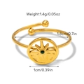 Spécifications de taille pour la bague vintage en acier doré avec pierre verte ronde - Ouvert Réglable / Bague ouverte à motif soleil ajouré et pierre verte (Bague 06)