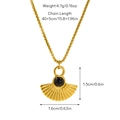 Détail du pendentif en éventail avec pierre noire et mesures de la chaîne de 40+5cm - Noir (Collier 05)