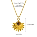 Dimensions du collier bohème fleur de soleil avec pendentif en pierre naturelle brune - Marron (Collier 07)