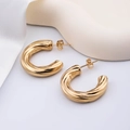 Goldene, dicke gedrehte Creolen mit 18K Goldbeschichtung und poliertem Finish - Gewinde Hohl C-Form (4#)