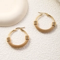 Goldene 18K Edelstahl-Ohrringe mit einzigartigem Design und gewebter Netz-Textur - Großer Halb-Gewebter Reifen (9#)
