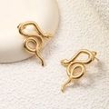 Goldene Schlangen-Ohrstecker aus Edelstahl mit Schuppenstruktur und S-Kurven-Design - Schlangen-Stil B (14#)