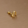 Goldener Hufeisen-Ohrstecker mit Zirkonia-Besatz und rundem Schraubverschluss - Pavé-Herz / Gold